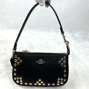 Coach Nolita 19 With Rivets Shoulder Bag In Leather/Gold/Black CAQ17 NWT
